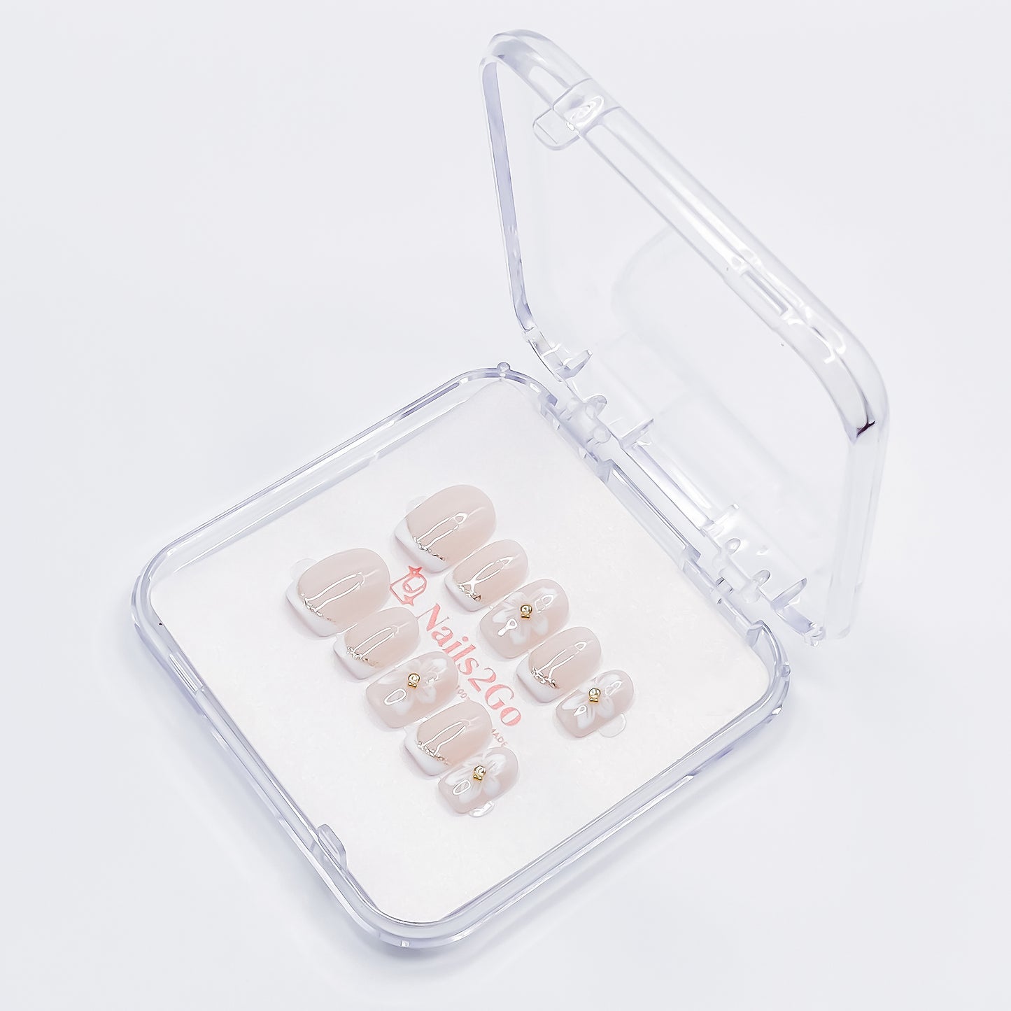 Elegant Beige Flower Nails