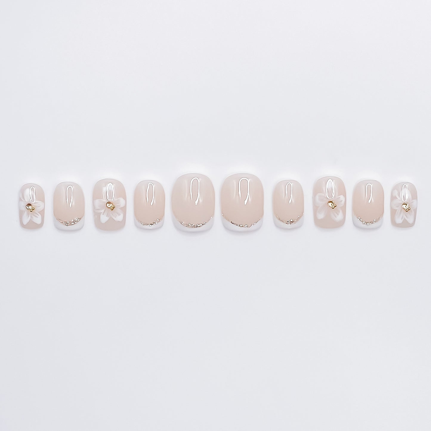 Elegant Beige Flower Nails