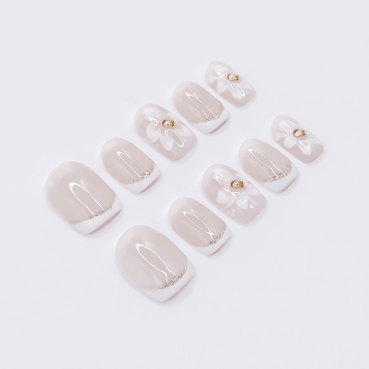 Elegant Beige Flower Nails