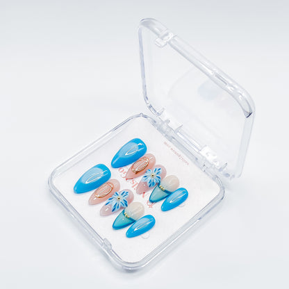 Ocean Blue Blossom with Golden Touch