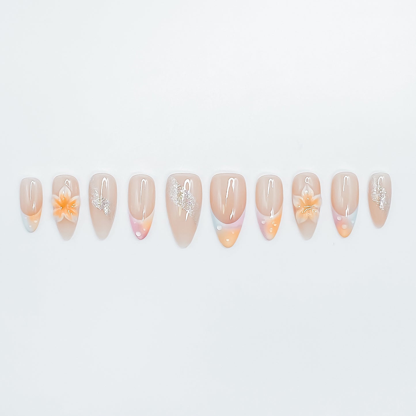 Pastel Bloom & Glitter Detail Nails