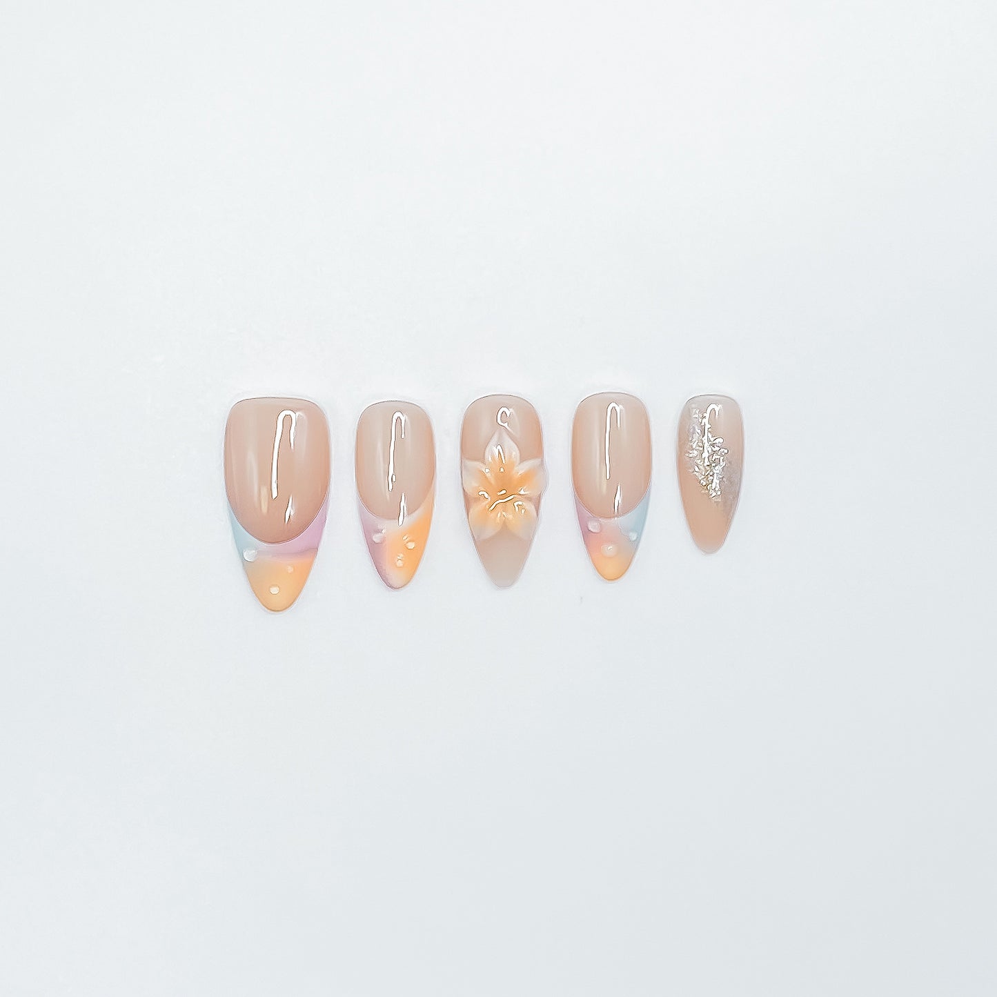 Pastel Bloom & Glitter Detail Nails