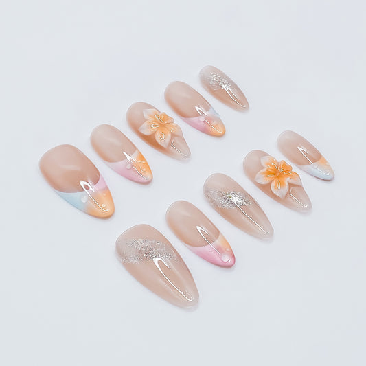 Pastel Bloom & Glitter Detail Nails