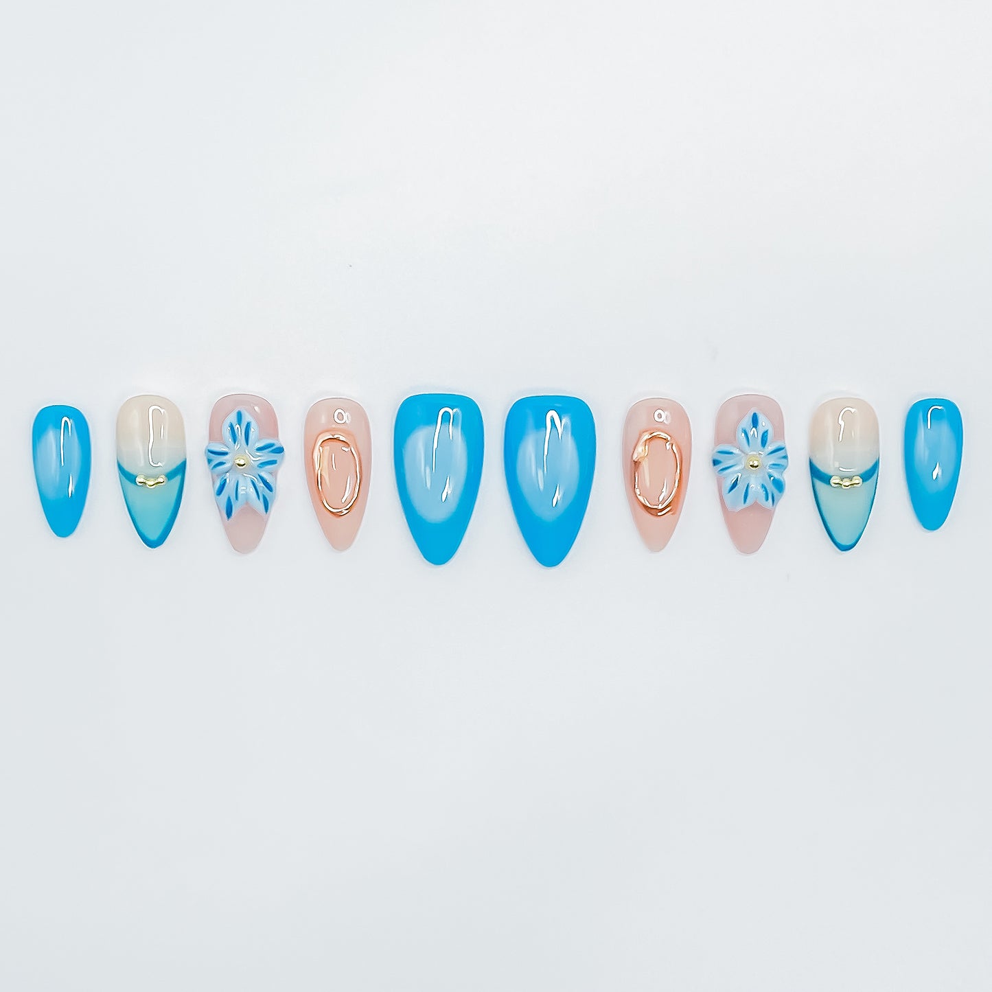 Ocean Blue Blossom with Golden Touch