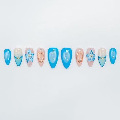 Ocean Blue Blossom with Golden Touch