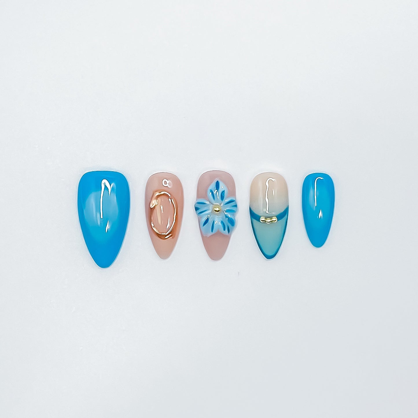 Ocean Blue Blossom with Golden Touch