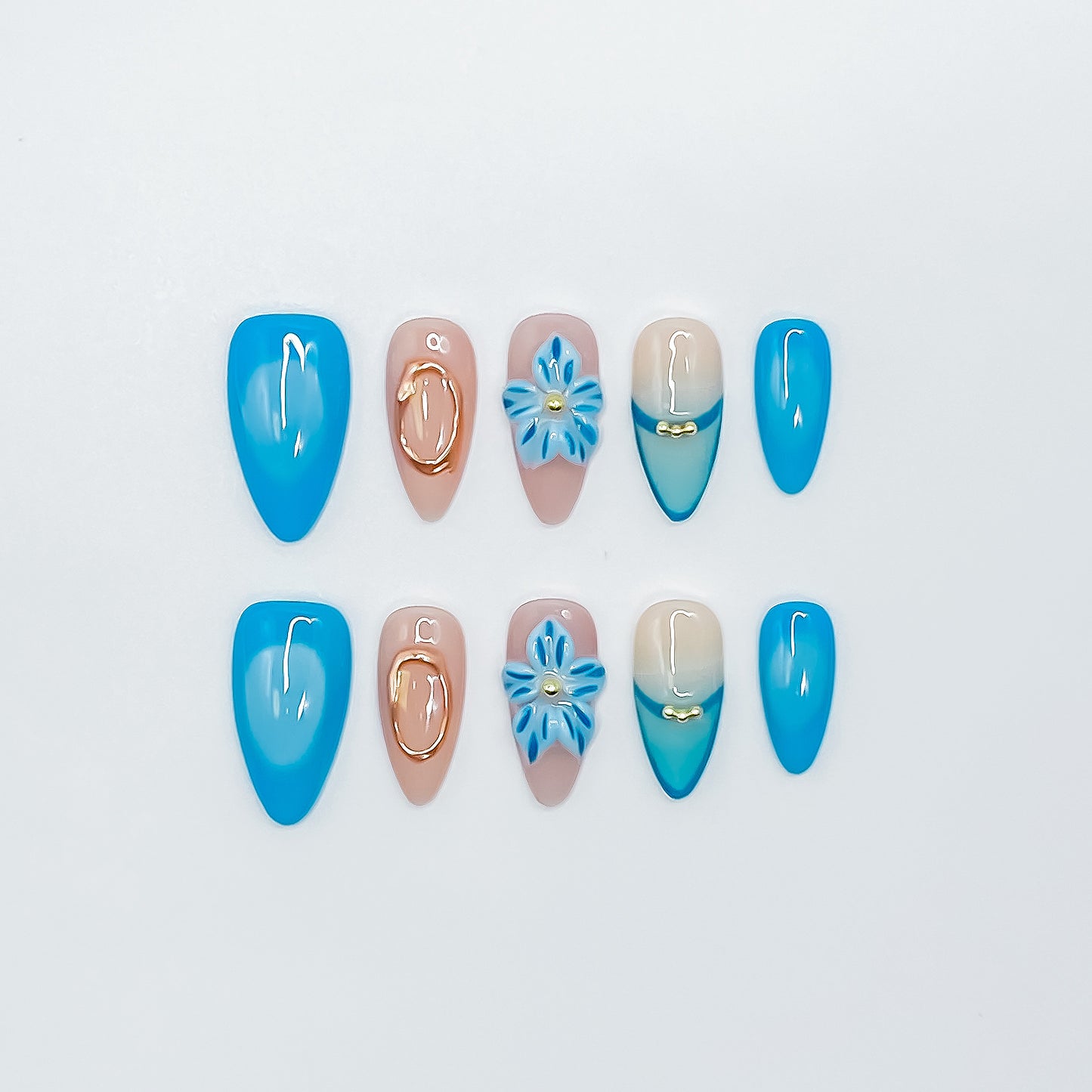 Ocean Blue Blossom with Golden Touch