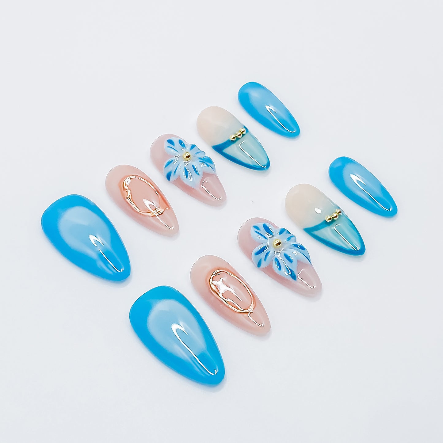 Ocean Blue Blossom with Golden Touch